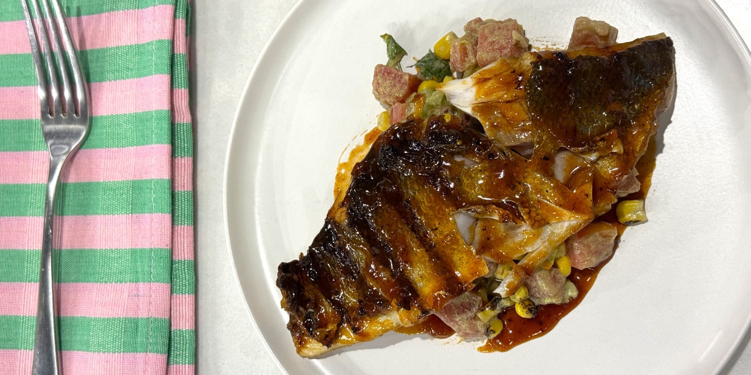 Marcus Samuelsson Pairs Grilled Branzino With a Charred Corn and Tomato Salad