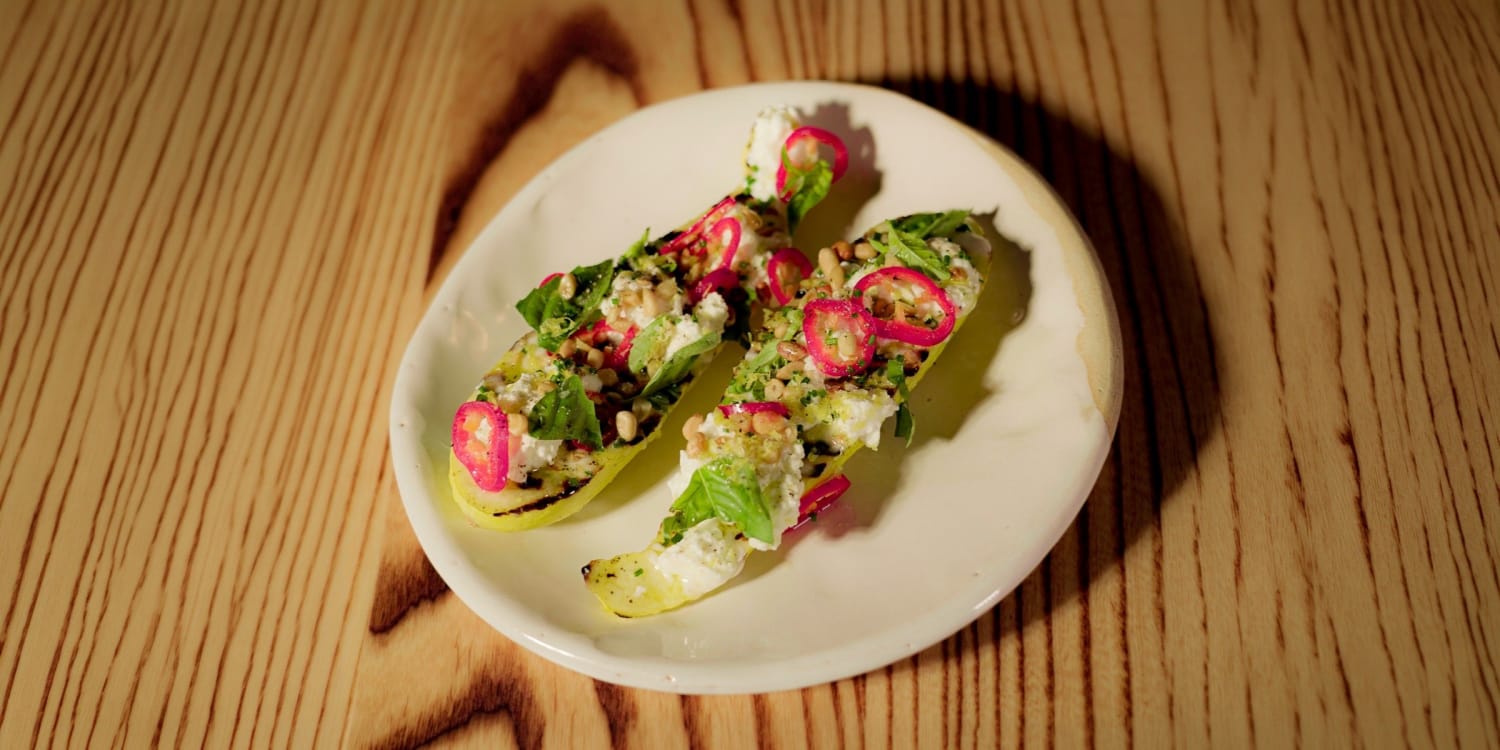Serve Grilled Summer Squash With Goat Cheese and Pine Nuts for a Summery Side