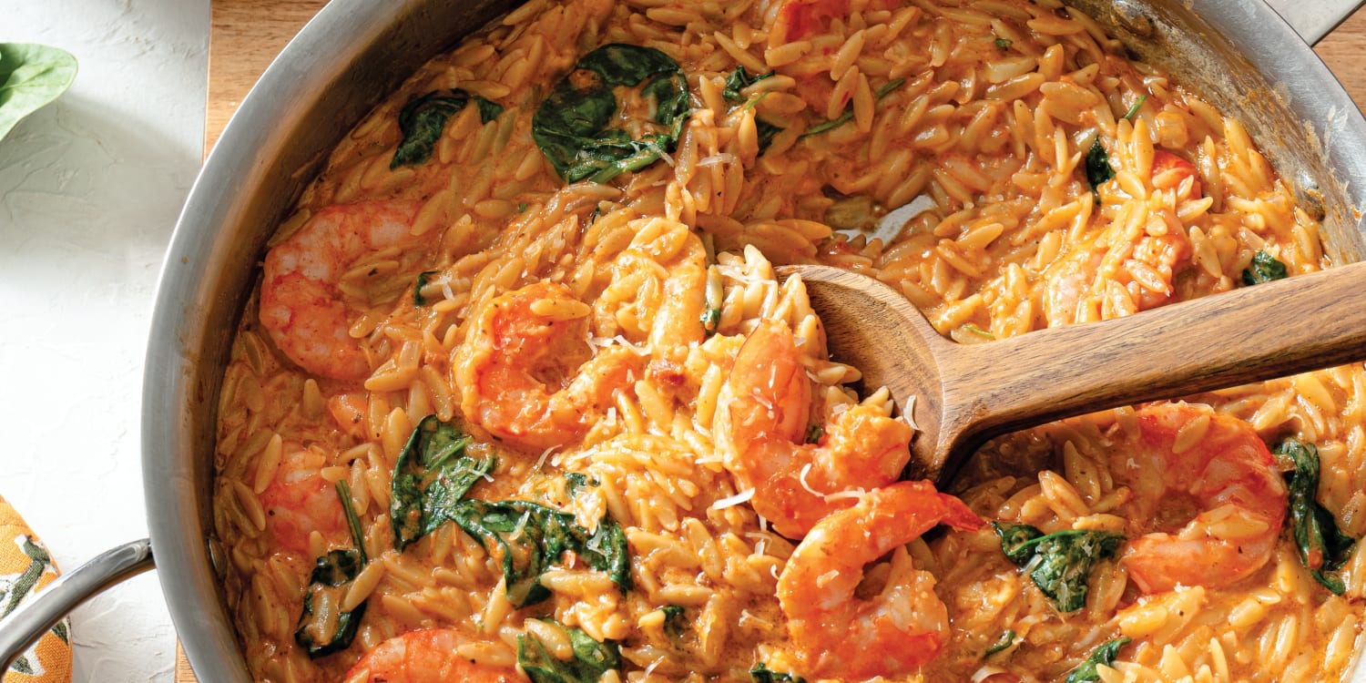This One-Pan Creamy Tuscan Shrimp and Orzo Makes Quick Work of Dinner