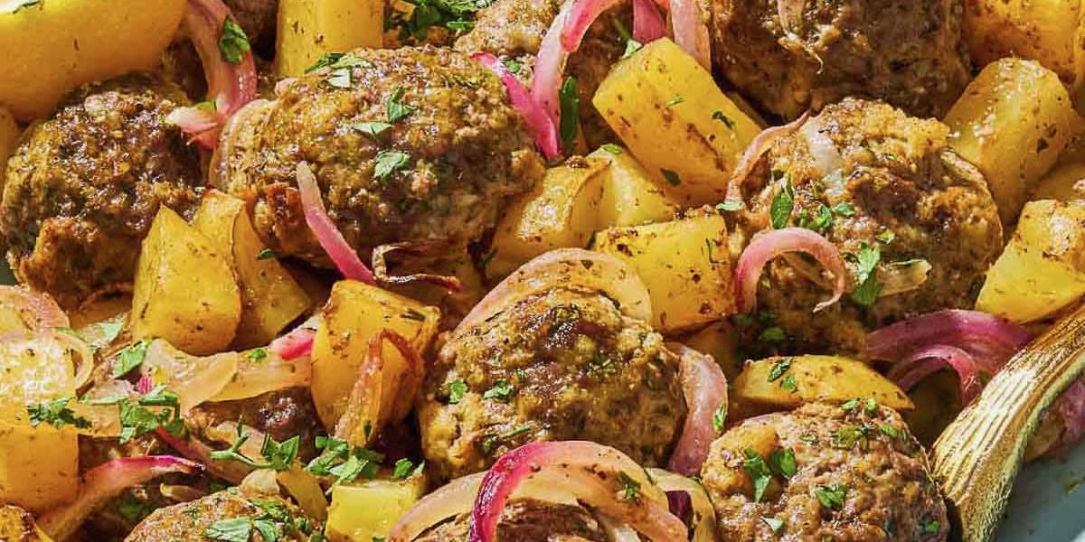 Greek Meatballs and Potatoes Is the Lemony 1-Pan Dish Everyone Will Love