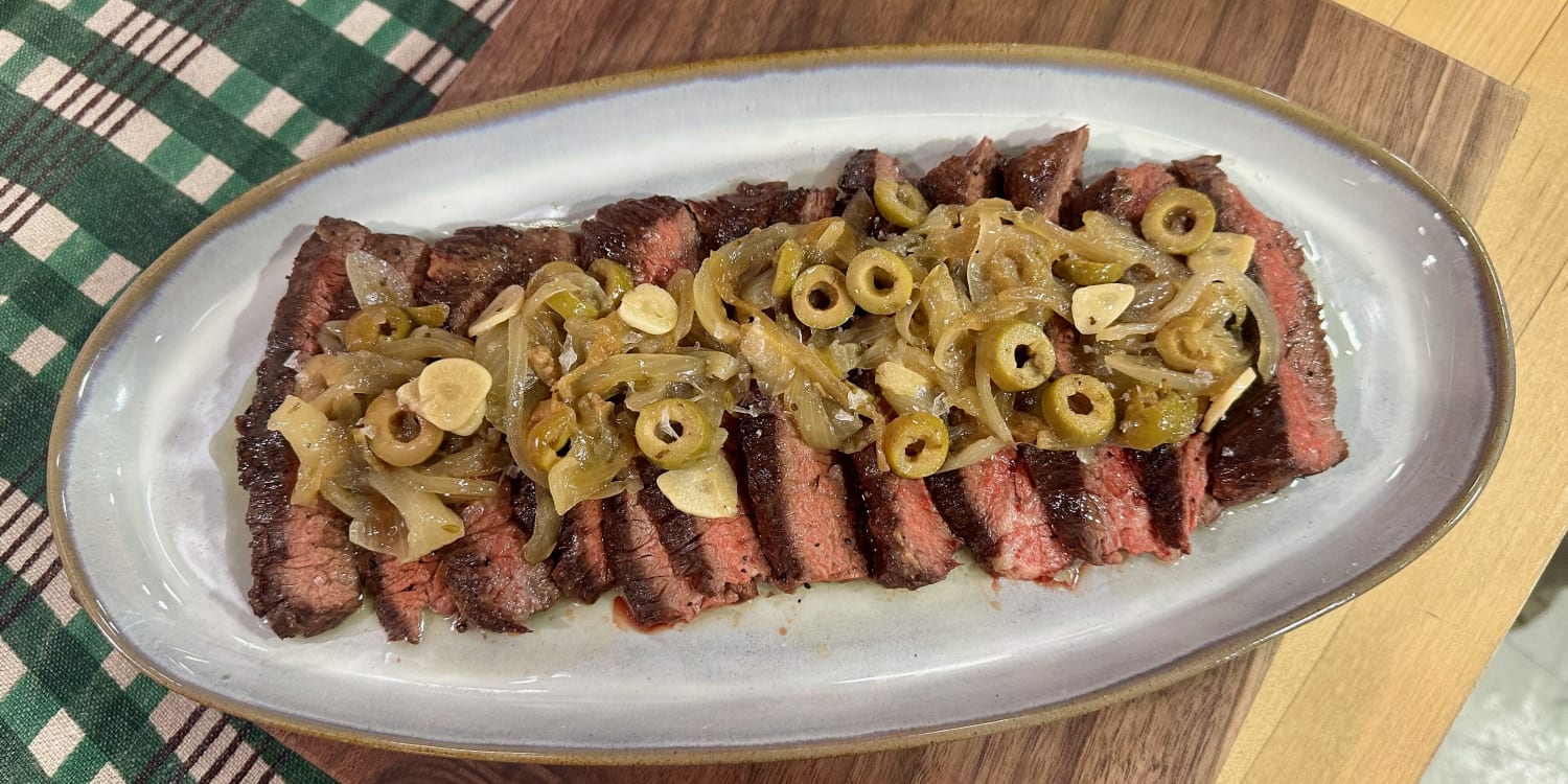 Skirt Steak Belongs With Onions and Green Olives