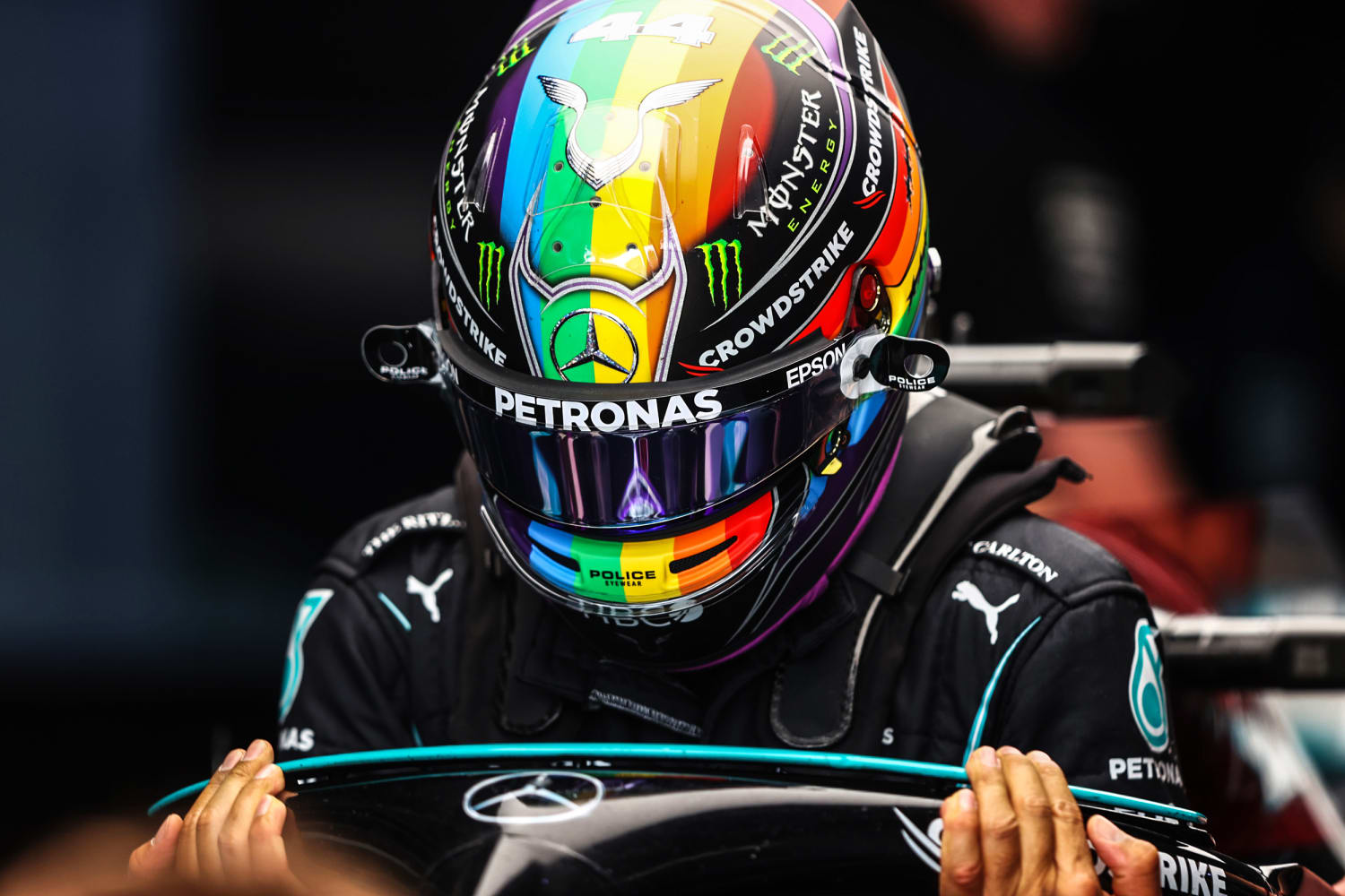 Formula One racing star wears LGBTQ Pride helmet at Grand Prix