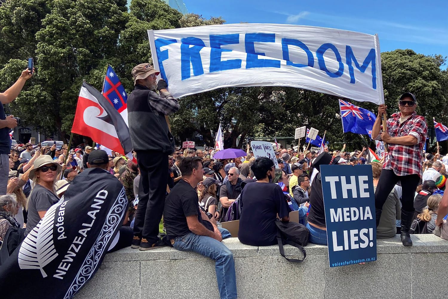 American vaccine disinformation used as ‘Trojan horse’ for far right in New Zealand