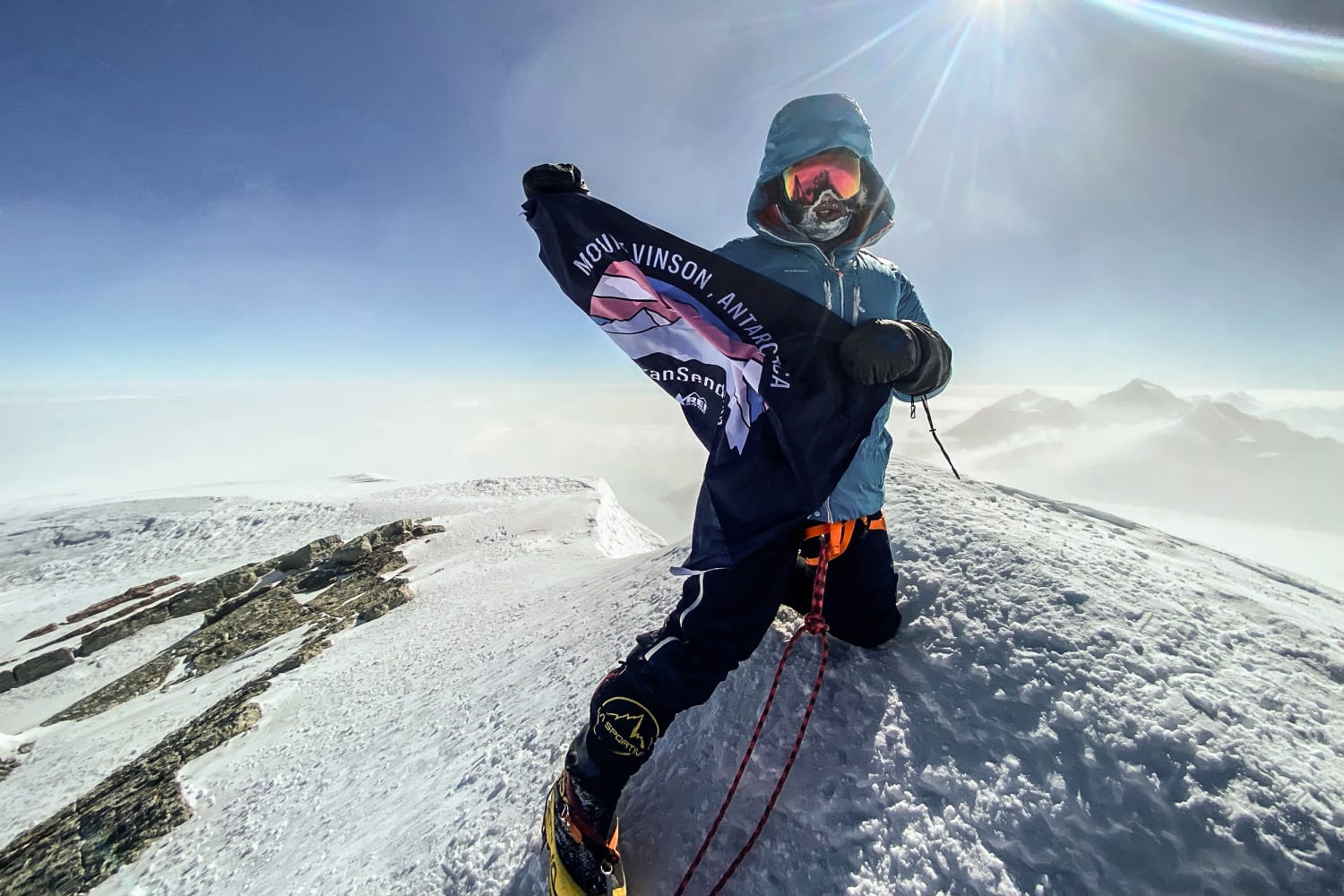 Meet the mountaineer flying the trans Pride flag on the worlds highest peaks photo