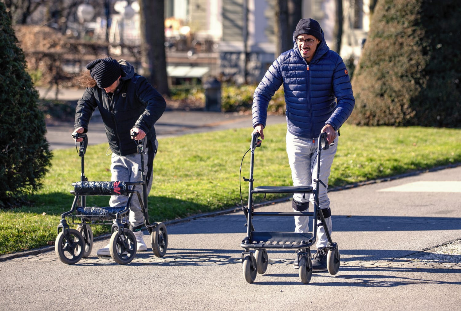 Implanted spinal stimulation device allows patients to stand, walk and swim