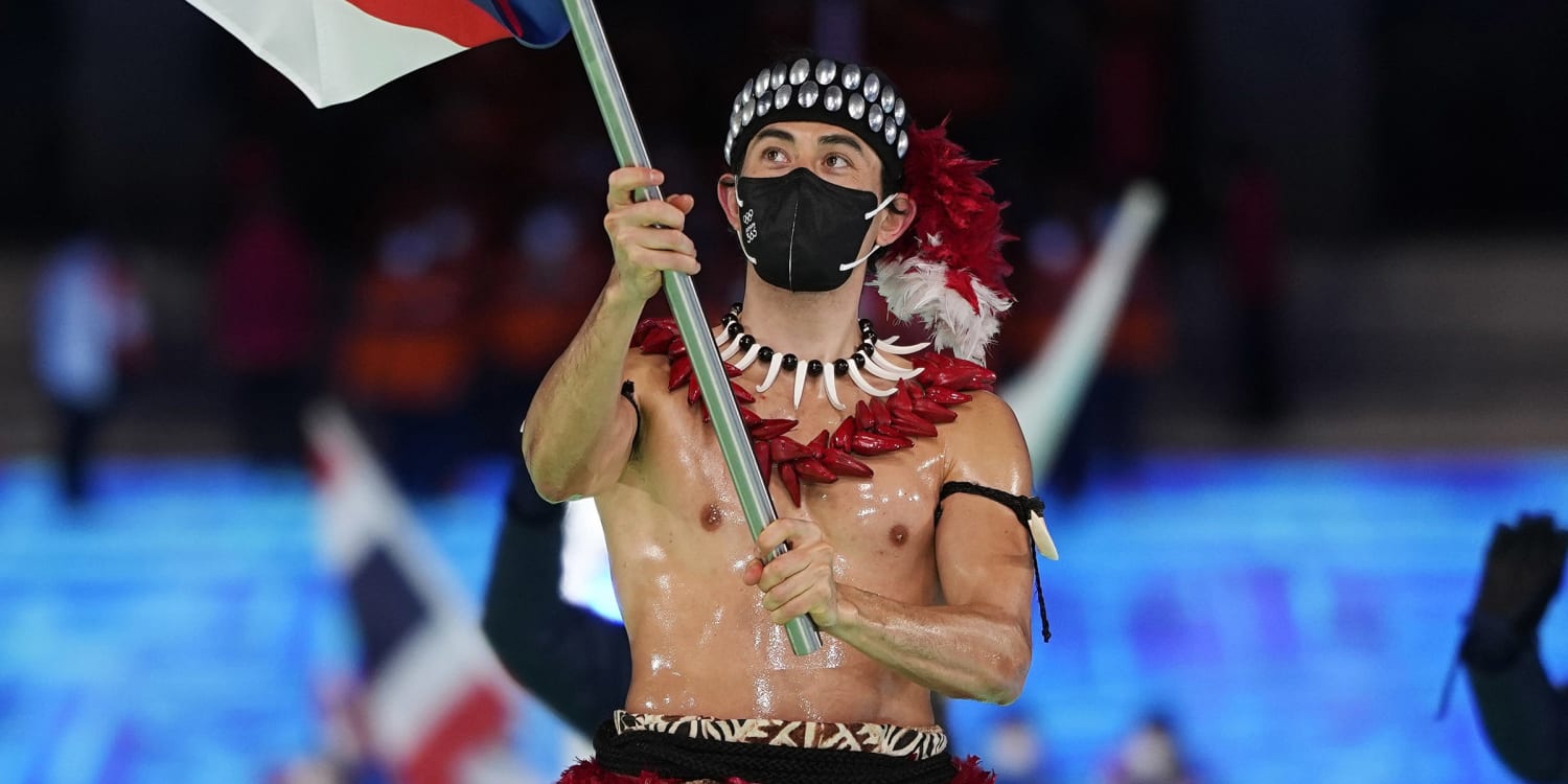 American Samoa flag bearer goes shirtless at Olympics opening ceremony