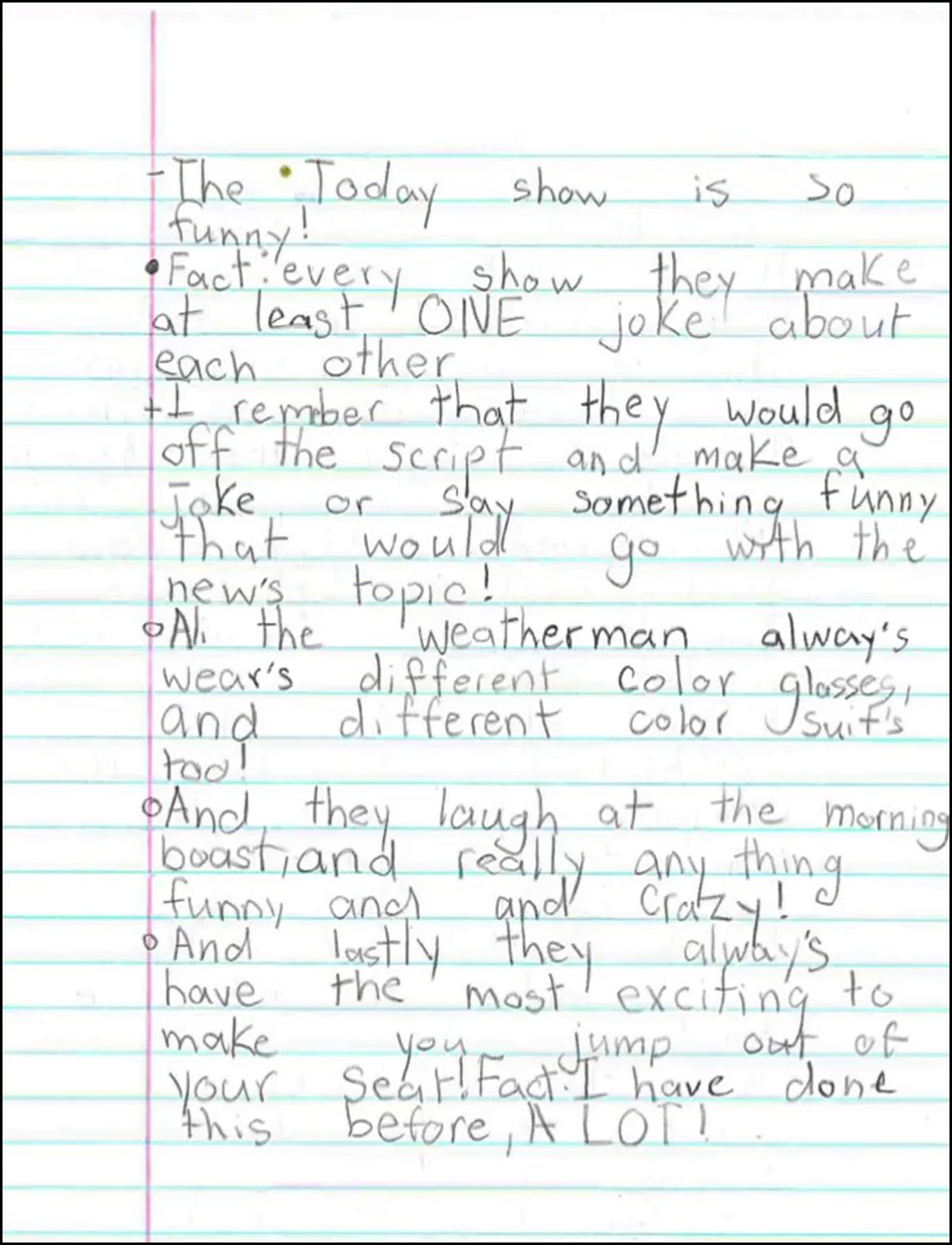 See this 4th grader's sweet essay about TODAY