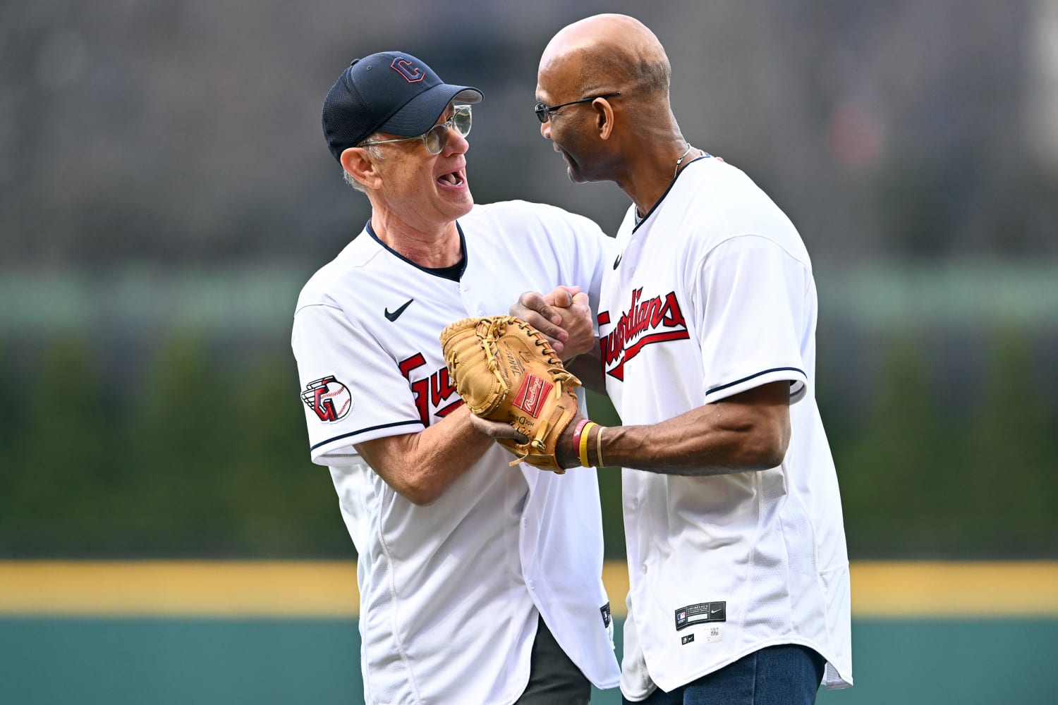 Tom Hanks and Wilson Reunite for Cleveland Guardians' First Pitch