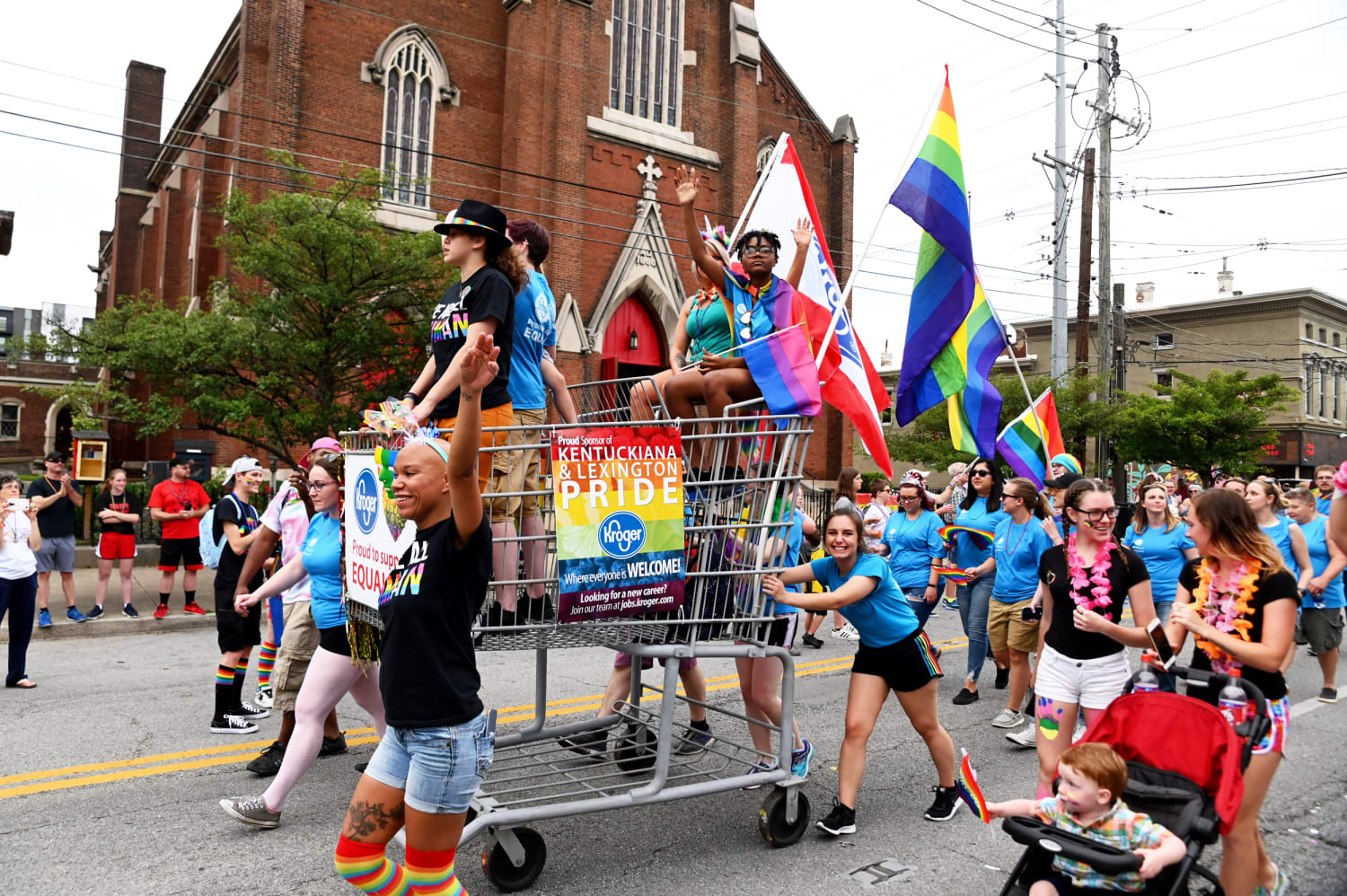 The Park Rangers are the only uniforms allowed in a small parade going down  W4th Street as thousands celebrate Gay Pride in New York City on June 27,  2021. With many New