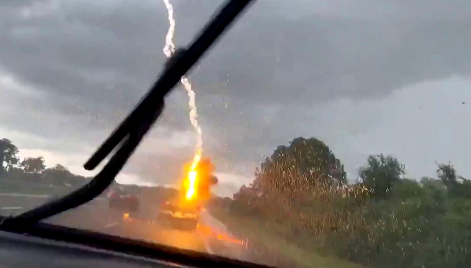 Woman Captures Lightning Striking Her Husband's Truck in Wild Video