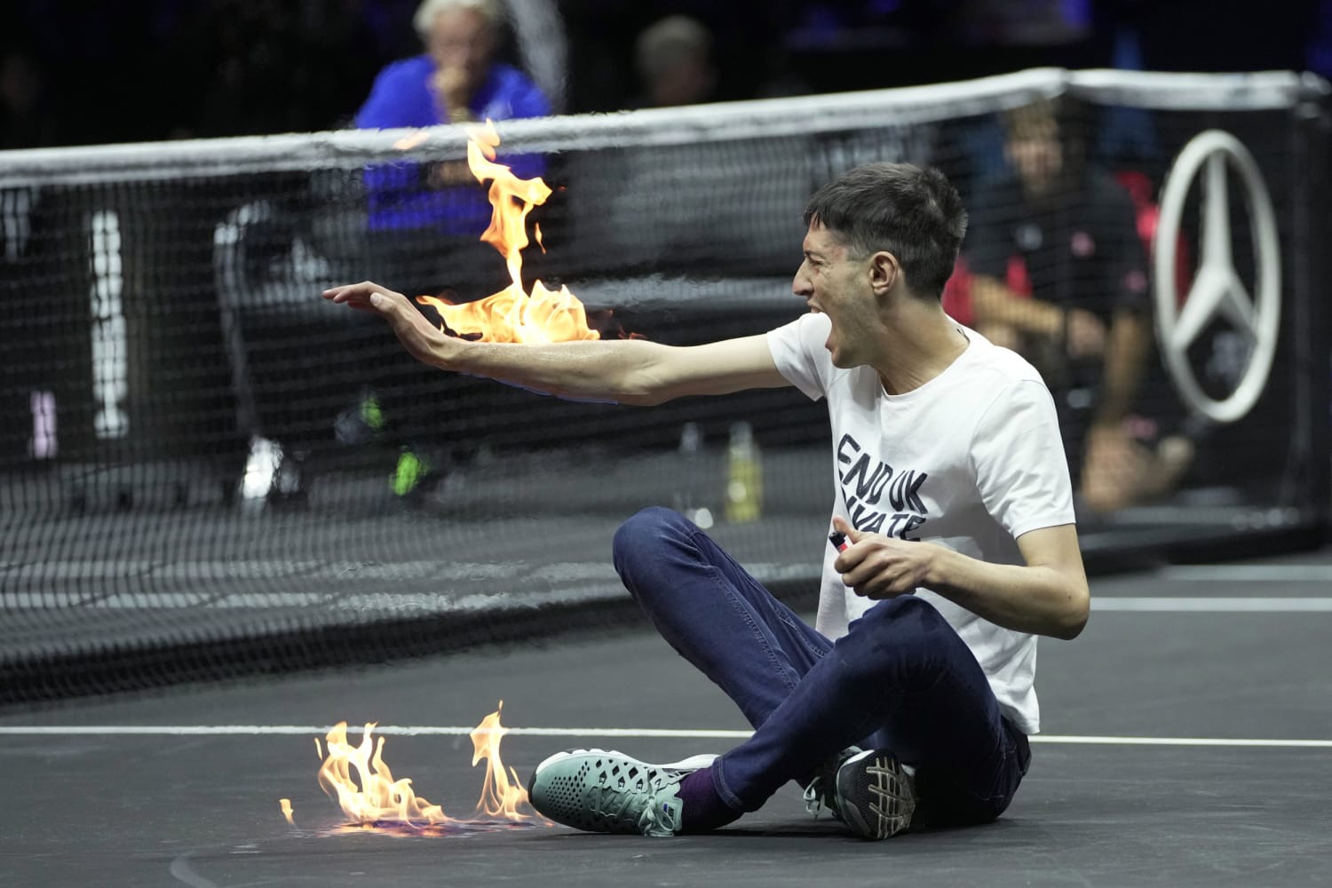Man sets himself on fire on London tennis court where Roger Federer is set to play his last match