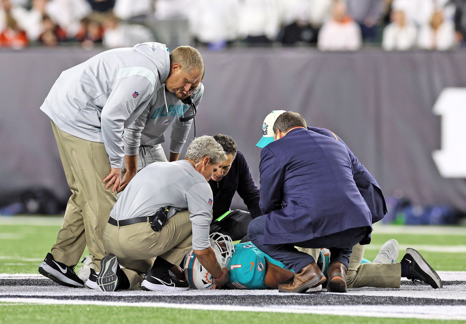 Dolphins QB Tua Tagovailoa carried off field after brutal hit