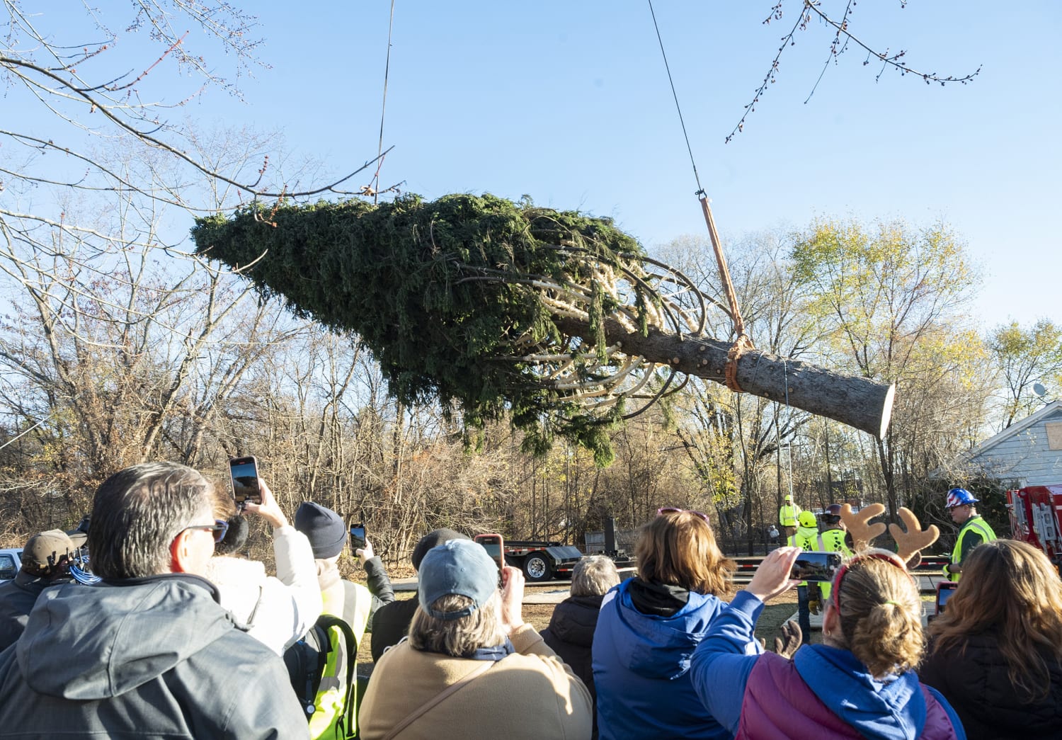 79-foot Christmas tree arrives in New York City's Rockefeller Center : NPR