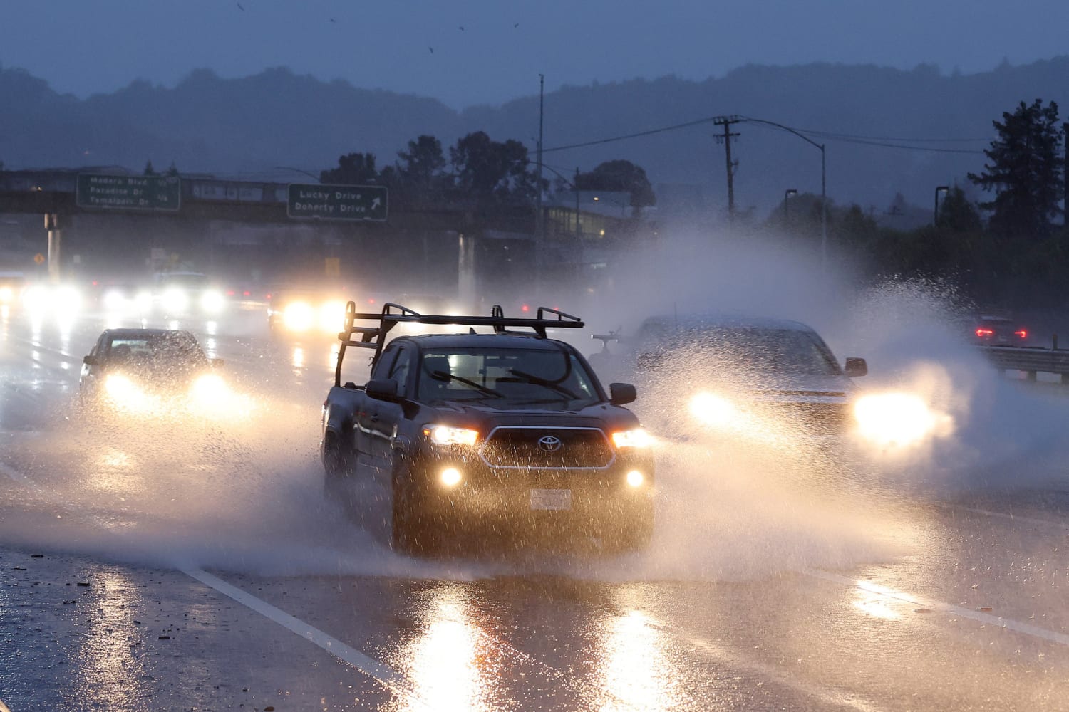 California storm leaves thousands without power and prompts evacuation orders and fears of flooding