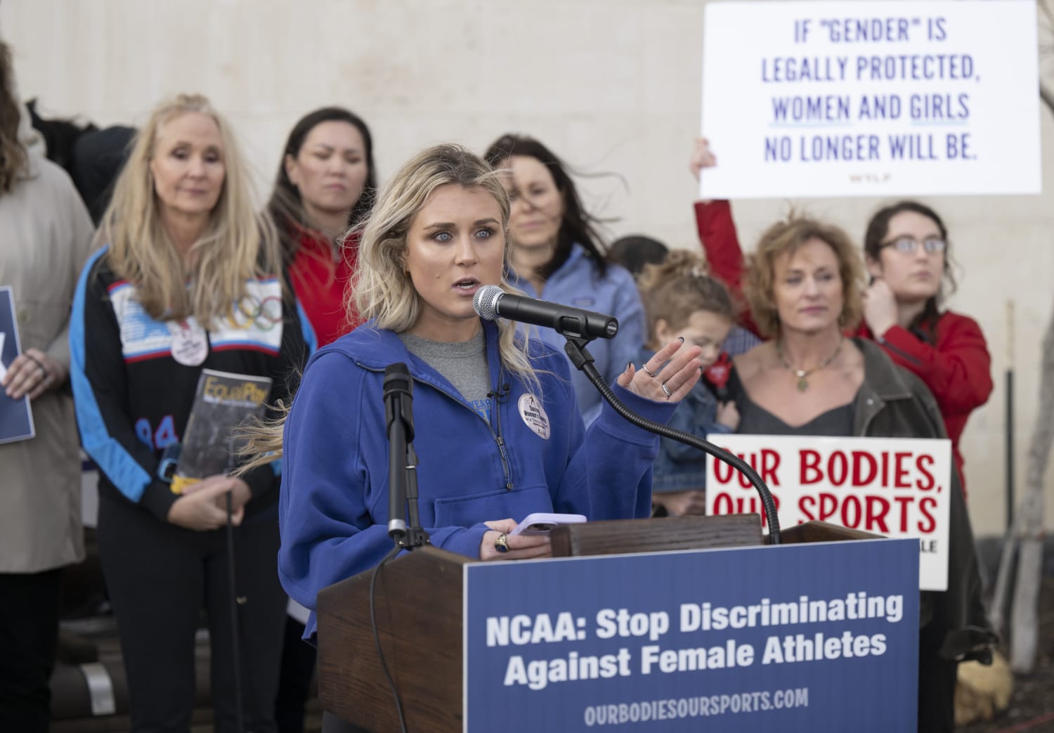 Demonstrators protest NCAA’s transgender athlete inclusion