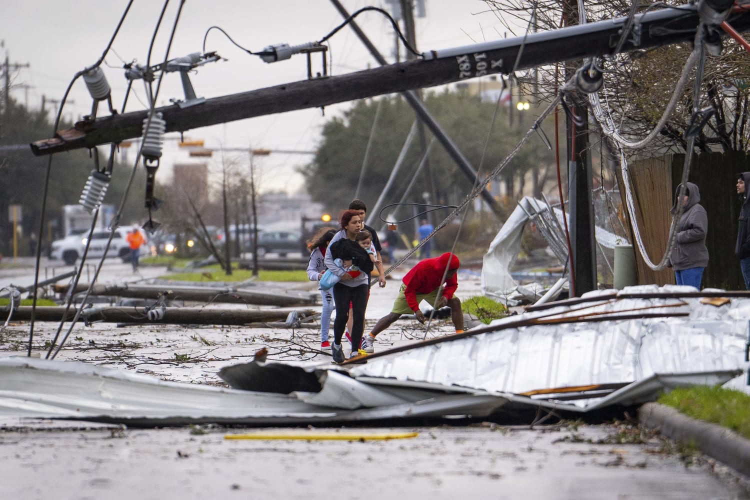 Reported tornado causes damage east of Houston