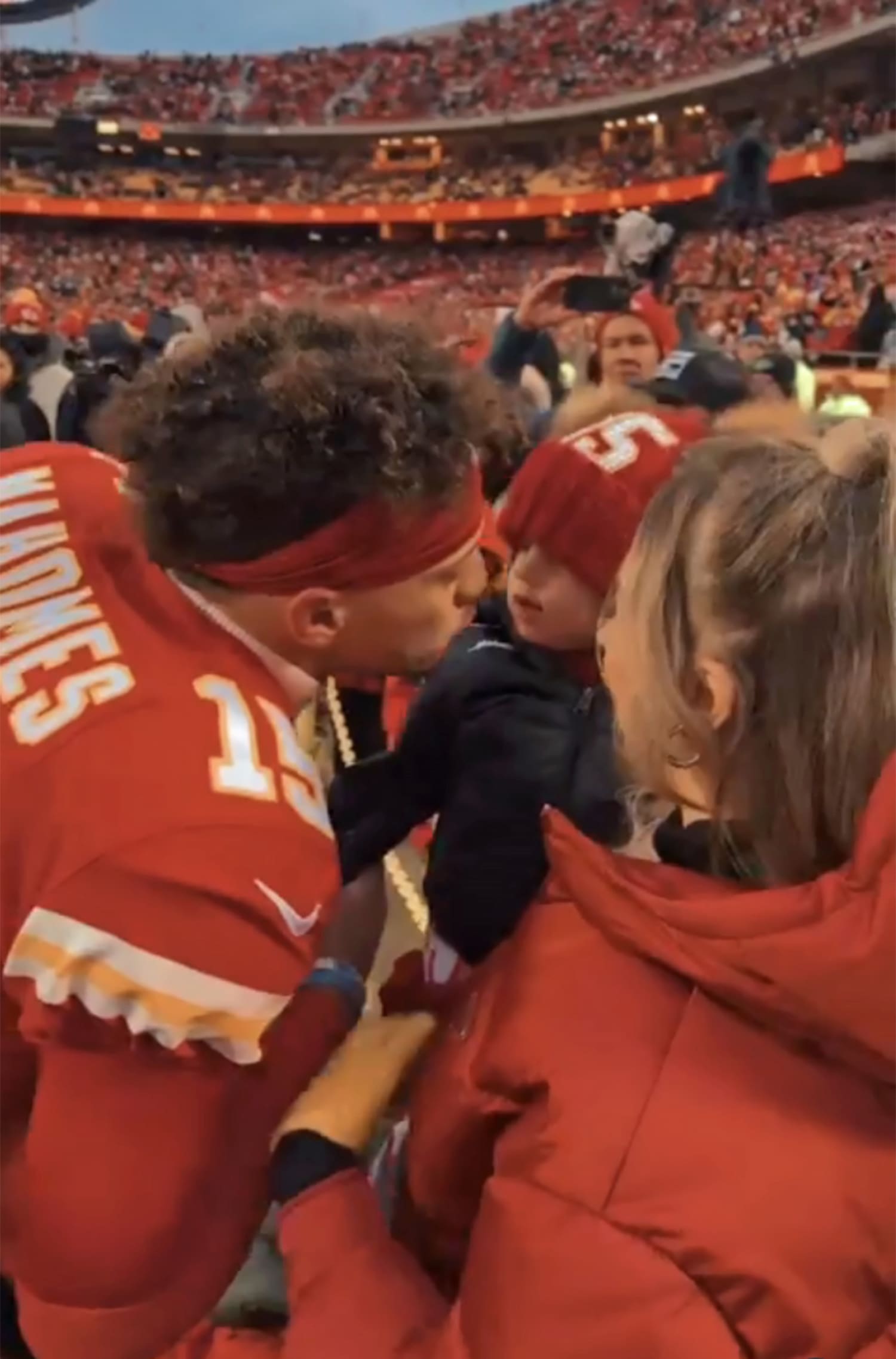 Patrick Mahomes steals quiet moment with daughter Sterling and his wife  Brittany after the Kansas City Chiefs win the Super Bowl