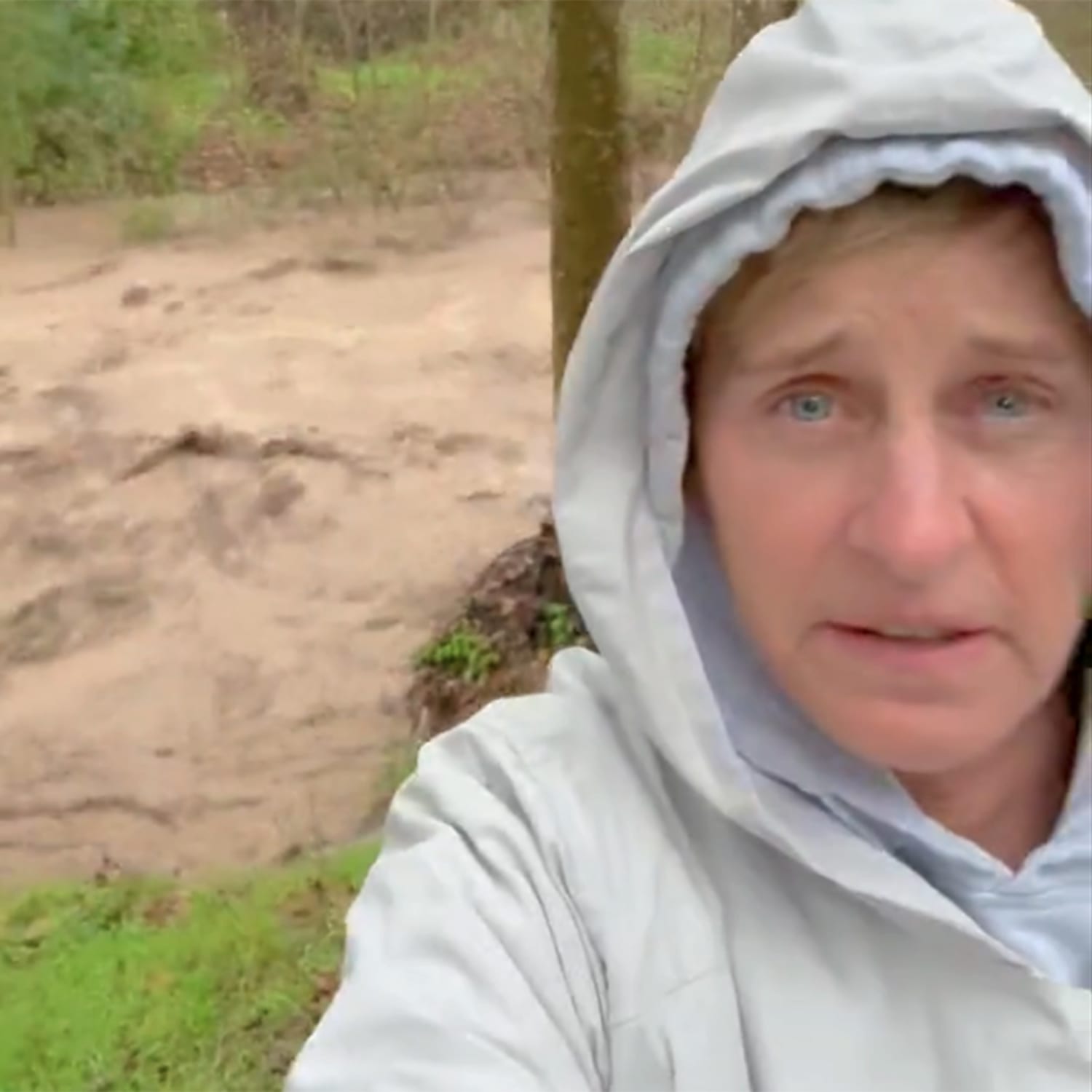 Ellen DeGeneres Films Video of Severe Weather in California