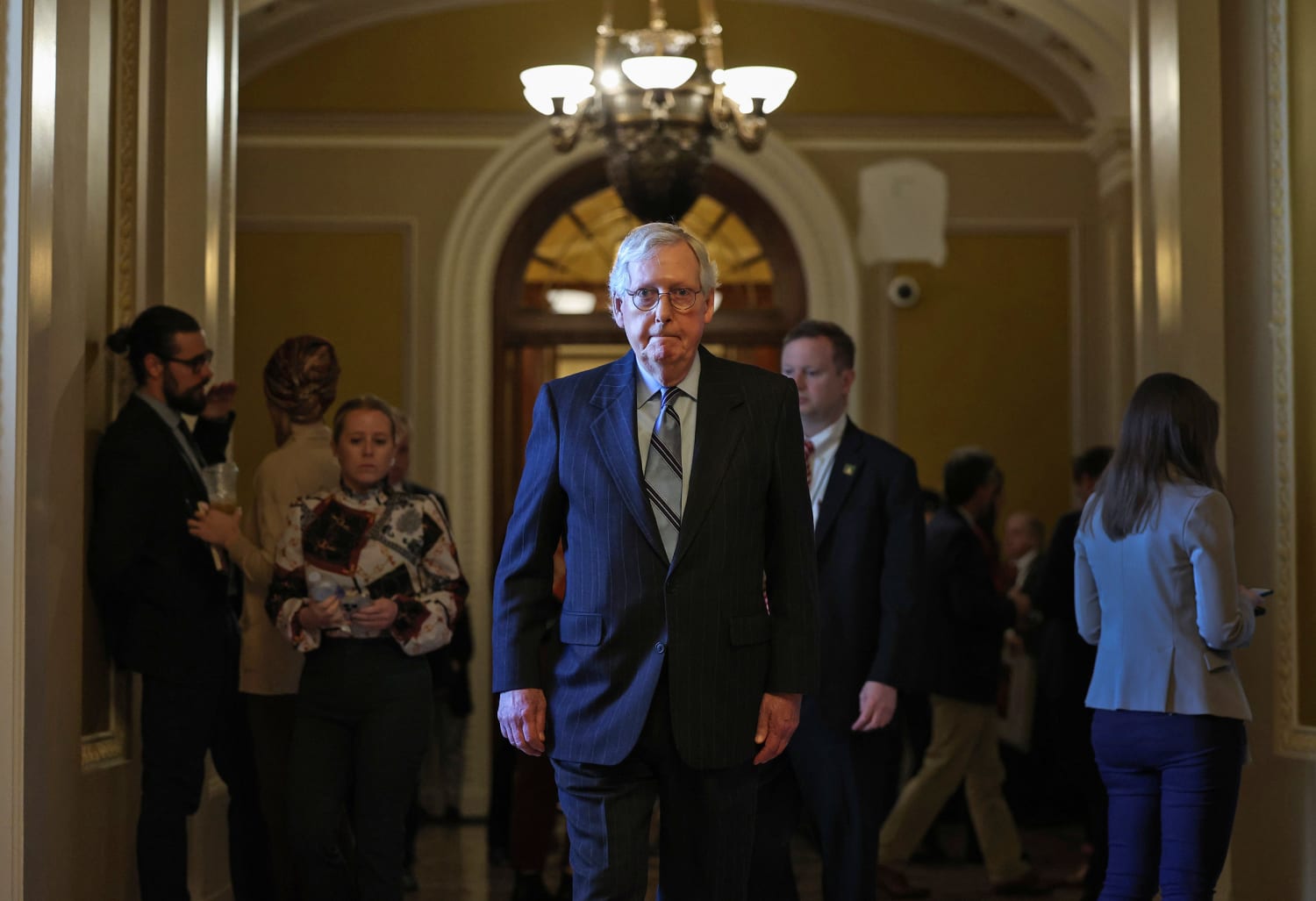 How are Senate Republicans dealing with Mitch McConnell’s absence?