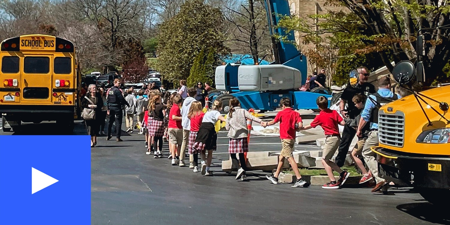 A photo of children during reunification after the Nashville school shooting