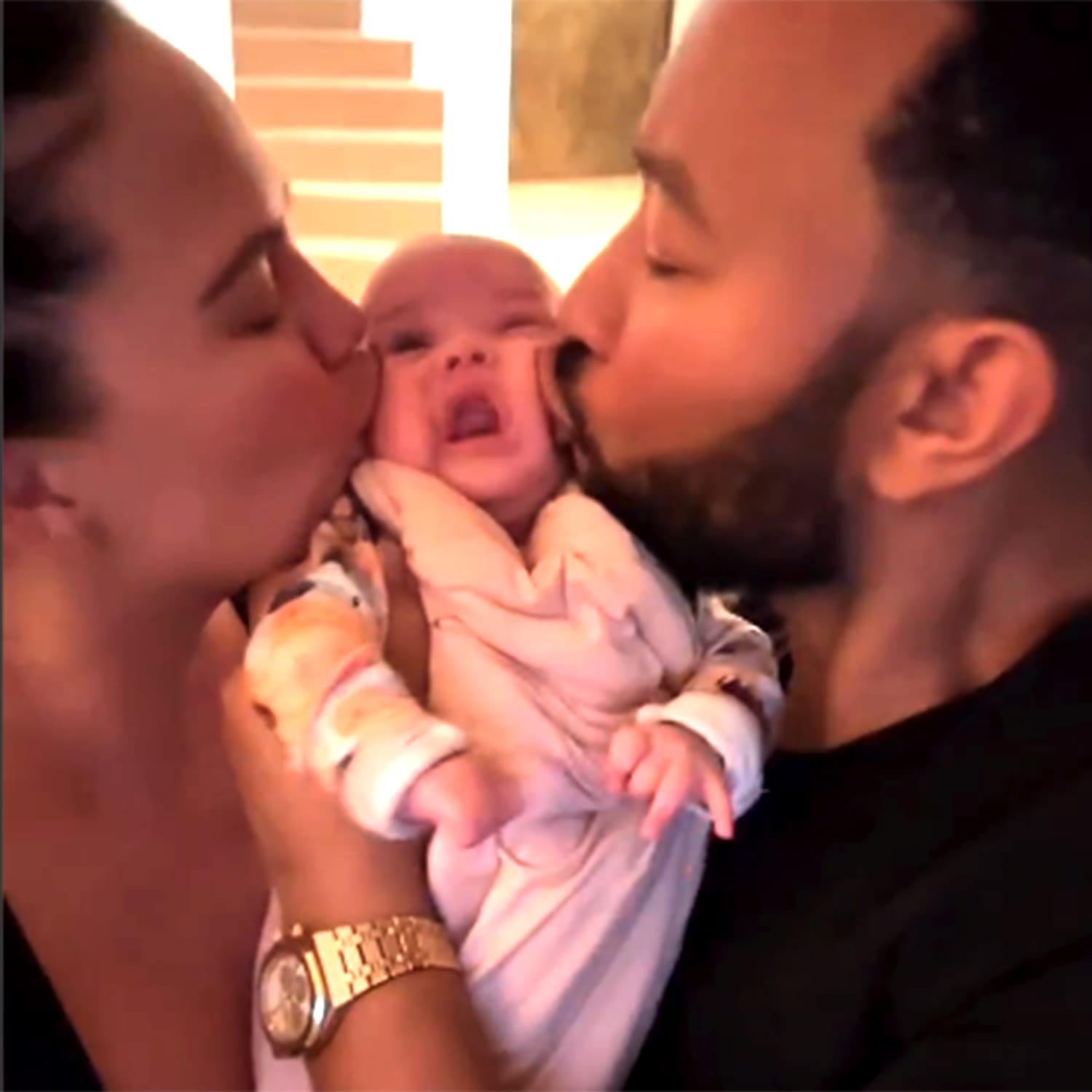 John Legend's Son Miles Gives Little Sister Esti a Kiss: Pic