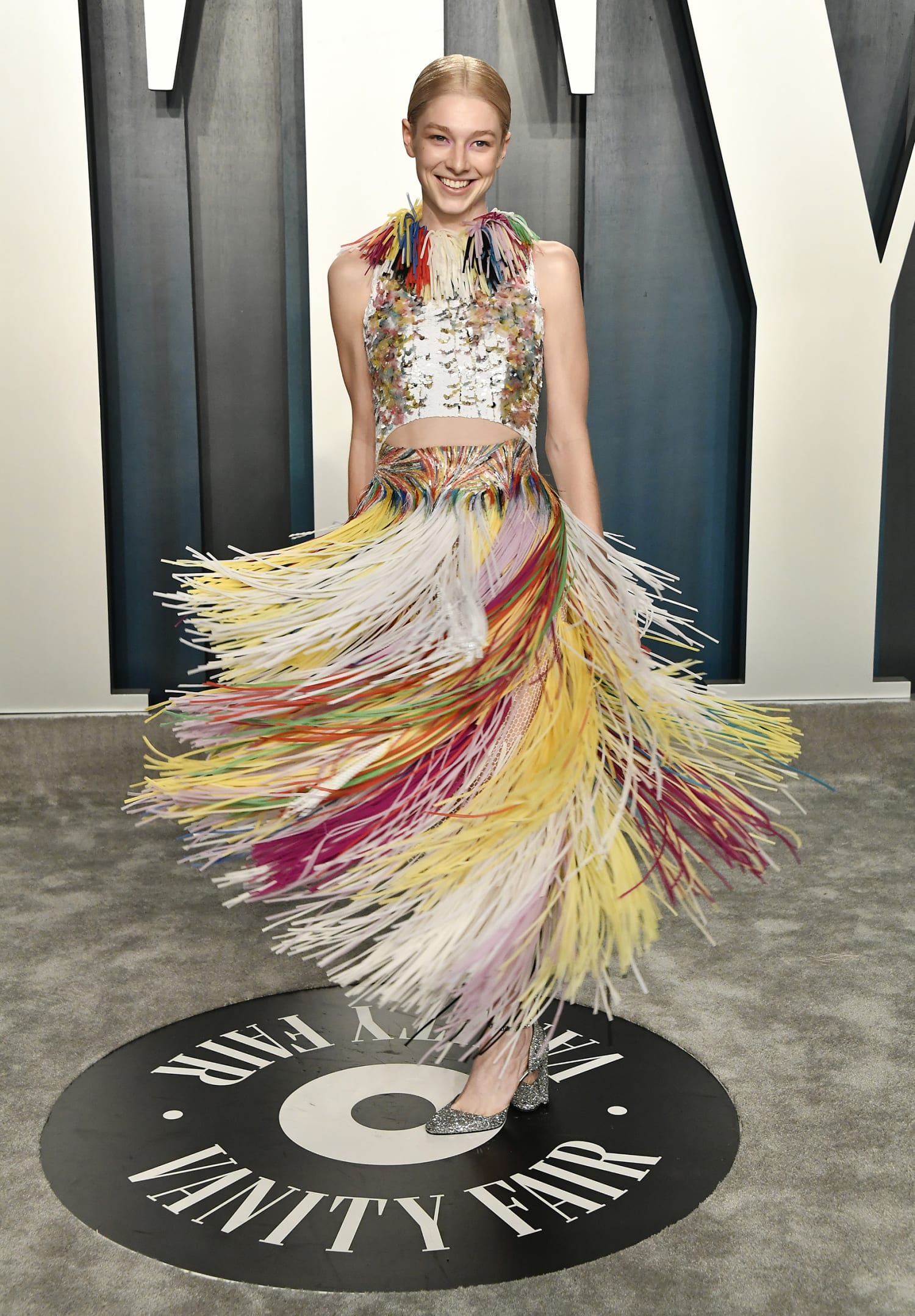 Hunter Schafer Wears Feather As a Bra at Vanity Fair Oscars Party