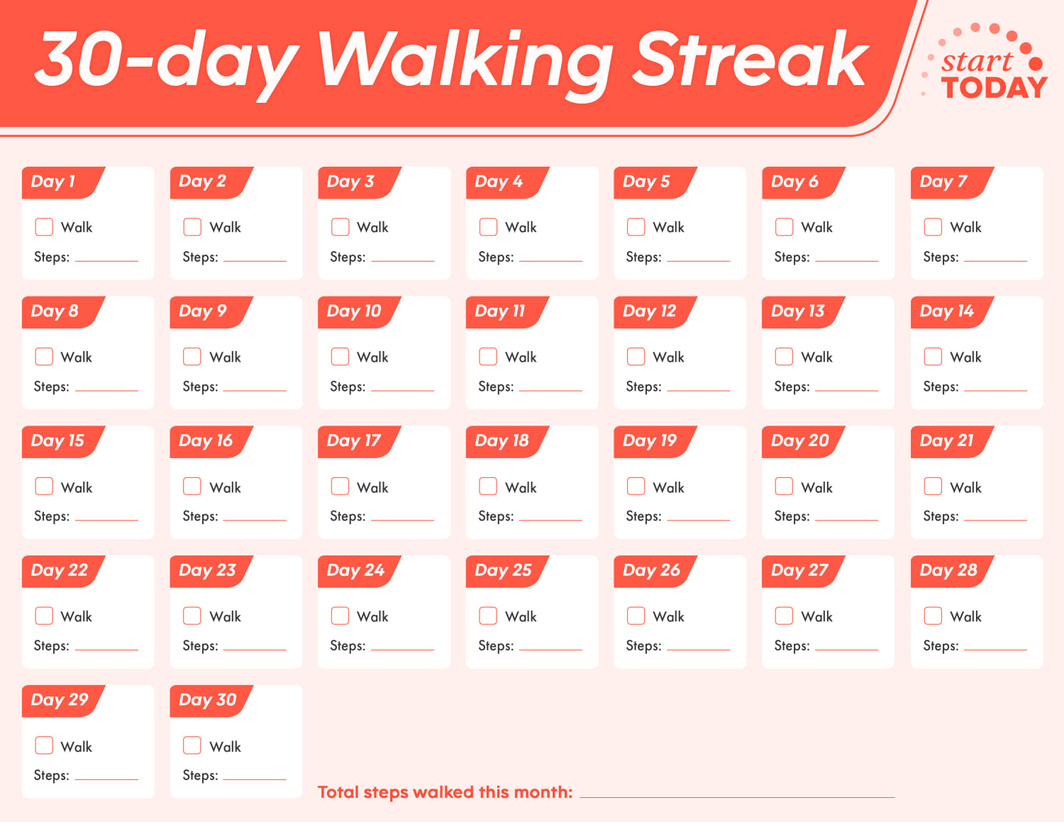 30 Day Beginner Walking Workout Plan To