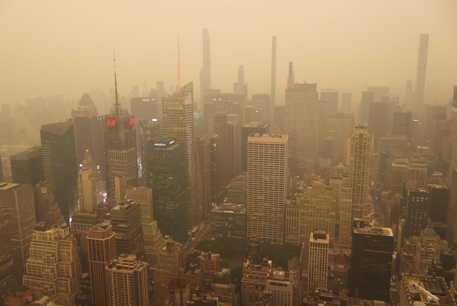 NYC landmarks are blanketed in smoke pouring across the Northeast from  Canadian wildfires