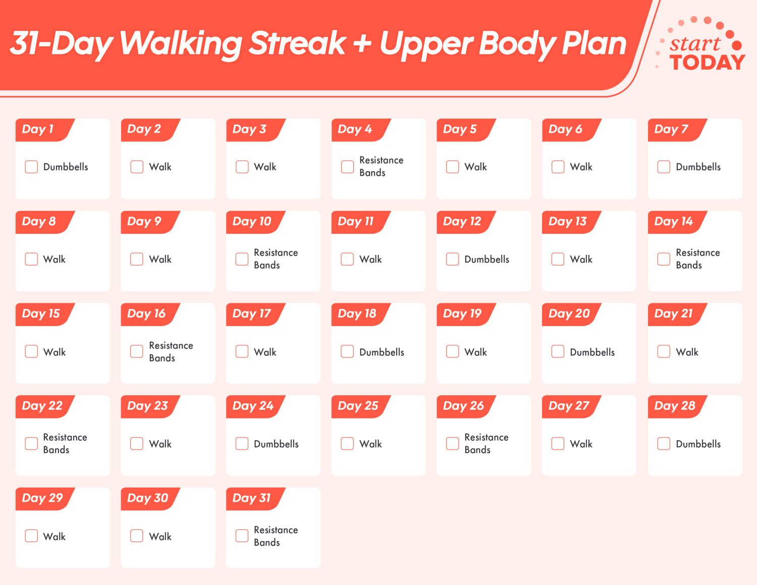 31-Day Workout Plan: Walk and Tone Arms to Build Strength