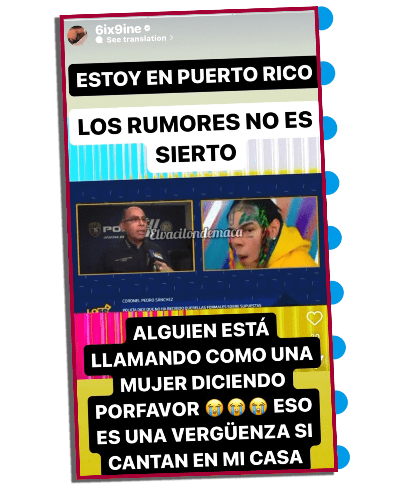 Tekashi69 se queda con las ganas de cantar con Yailin y Anuel sale embarrado