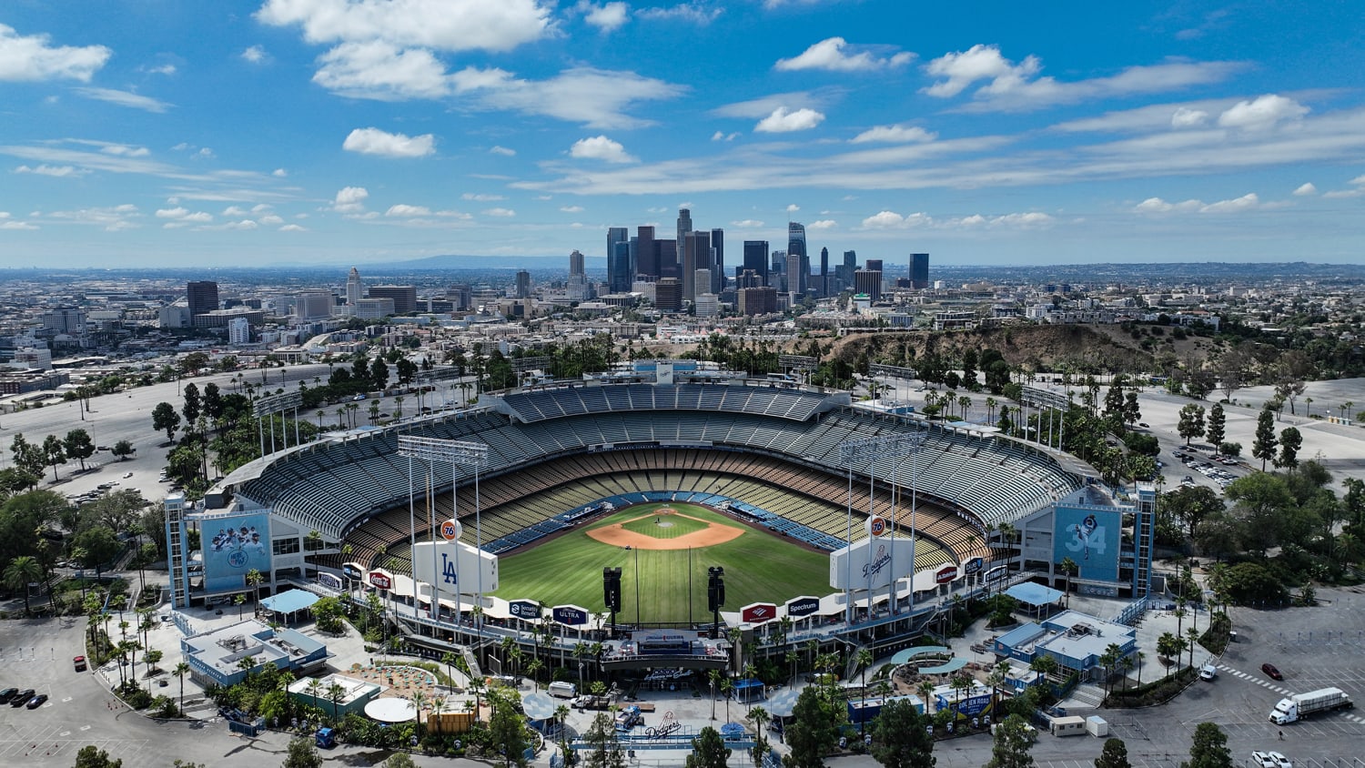 Dodger Stadium Parking Lots Flooded, Turning Stadium Into an Island