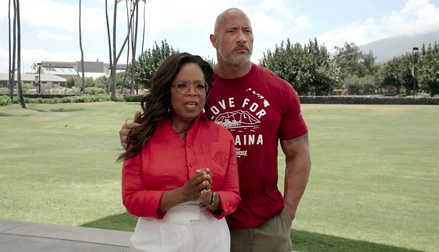 Oprah Winfrey Dwayne The Rock Johnson Maui wildfire People's Fund