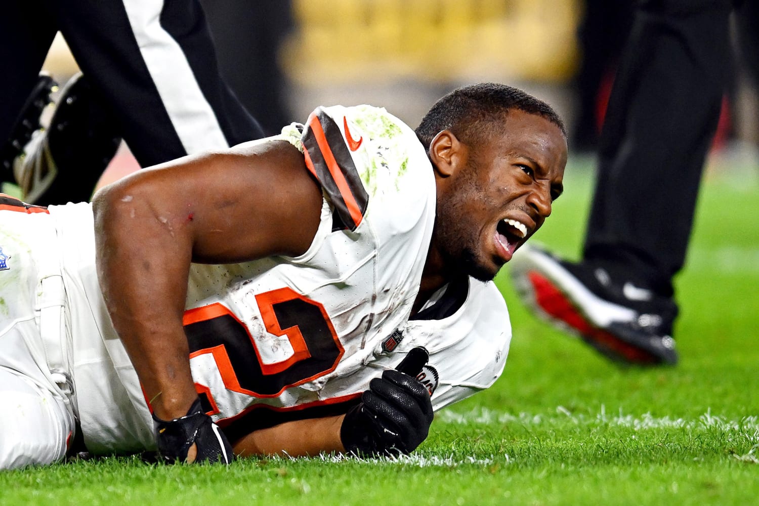 Cleveland Browns running back Nick Chubb is out for the season after a knee injury