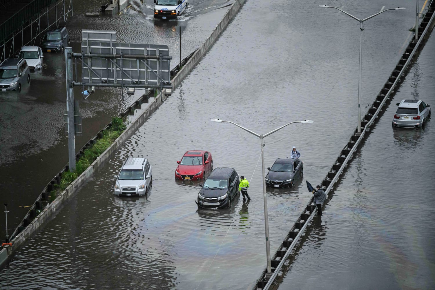 Flooding in New York City. The picture on the left is Central