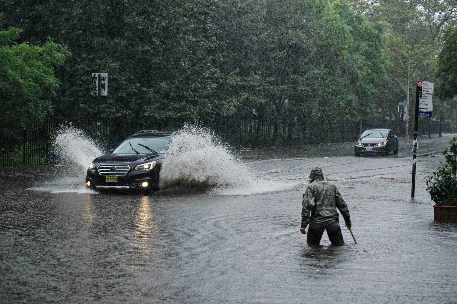 Flooding in New York City. The picture on the left is Central