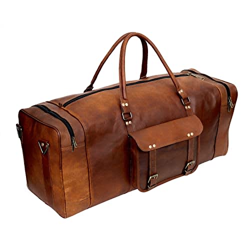 Leather Duffle Bag for Men Travel Gym Sports Carry on Luggage
