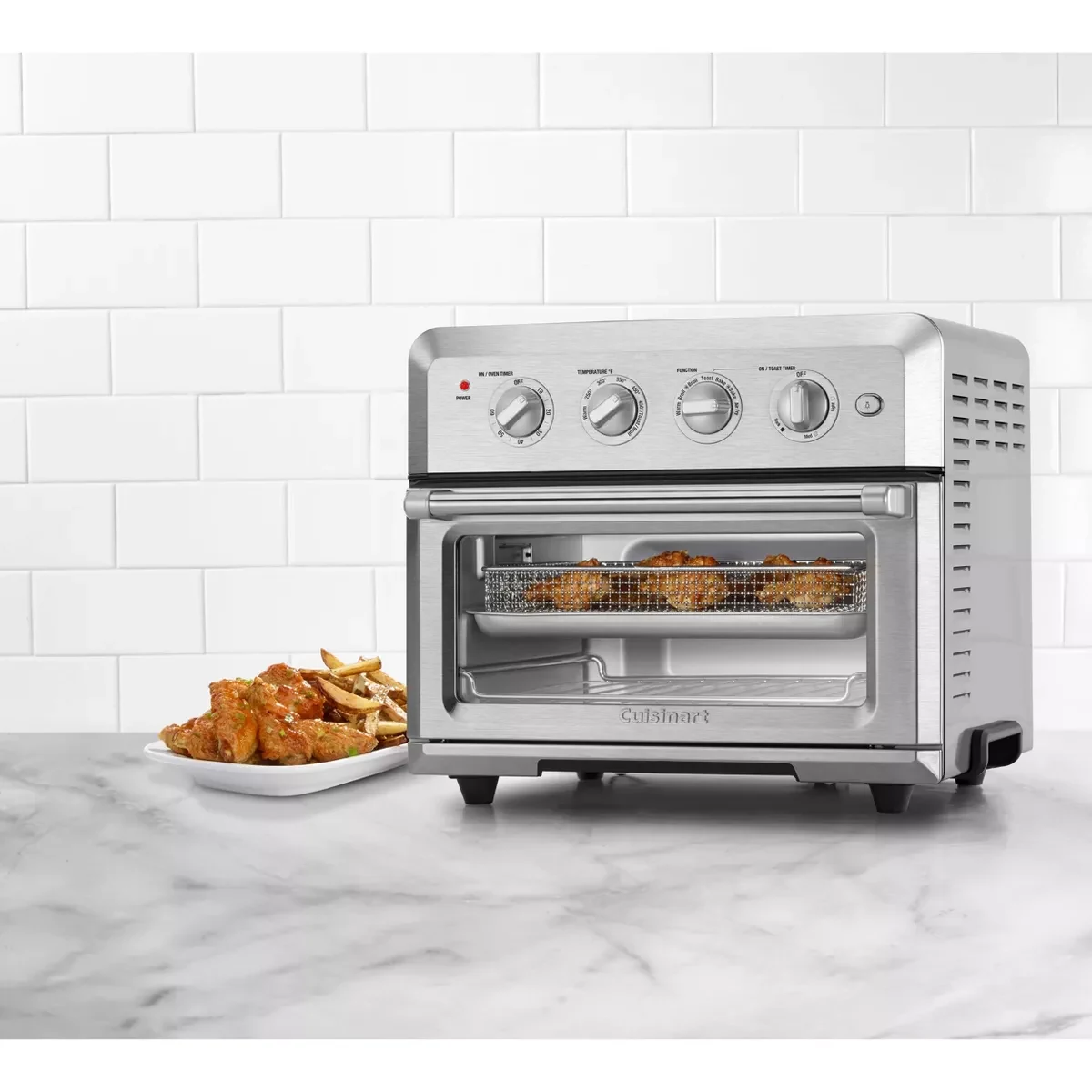 Cuisinart TOA-60 Air Fryer Toaster Oven (Silver) (Renewed) - Bed