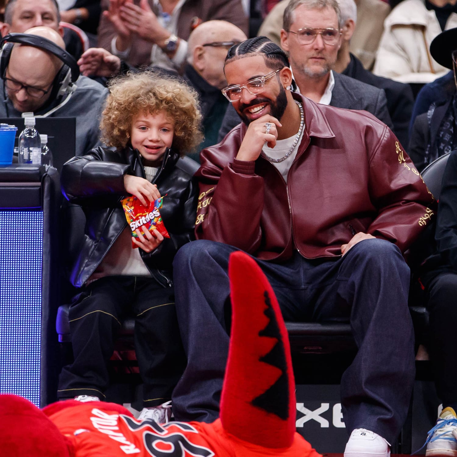 Drake and Son Adonis Attend Raptors Game, Outfit Details