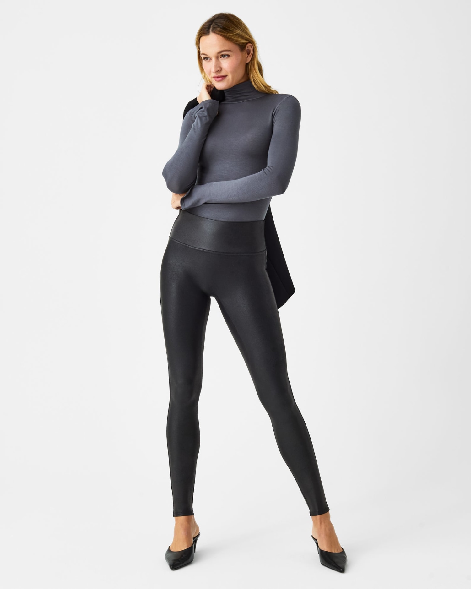 Buy SPANX® Medium Control Faux Leather Moto Shaping Leggings from Next  Canada
