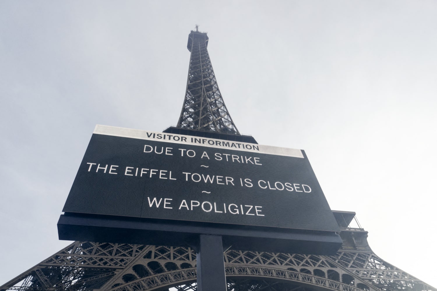 Eiffel Tower is closed due to a strike on the 100th anniversary of its  creator's death