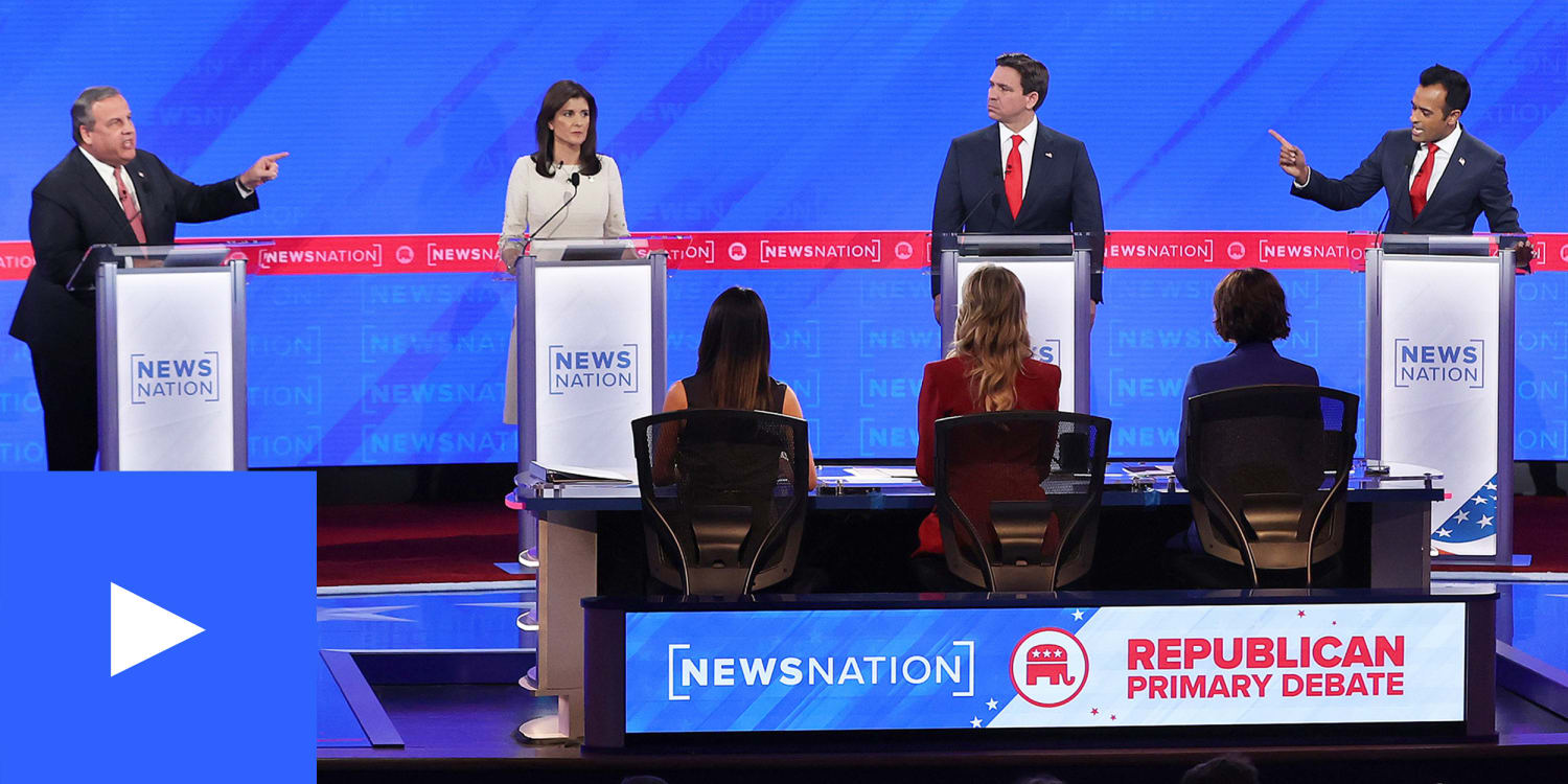 Chris Christie, Nikki Haley, Ron DeSantis and Vivek Ramaswamy on the stage