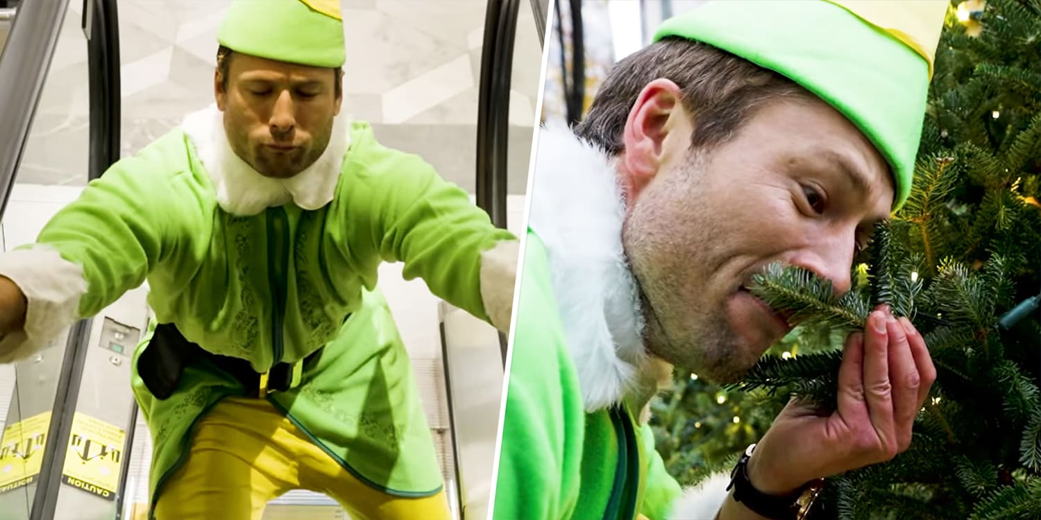 Glen Powell and His Family Wear Matching 'Elf' Costumes: Video