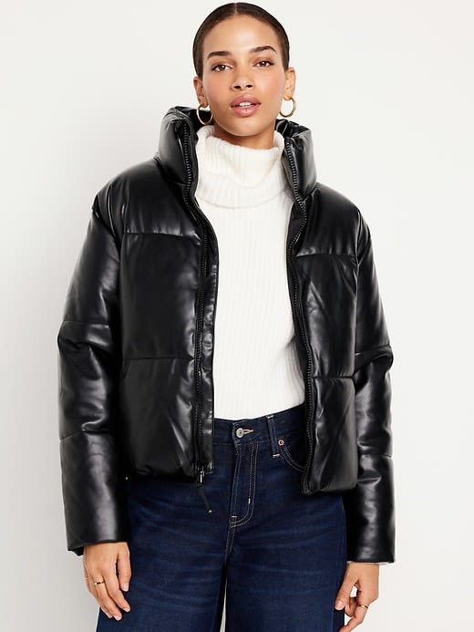 Old Navy Faux Leather Puffer Jacket Review — TODAY