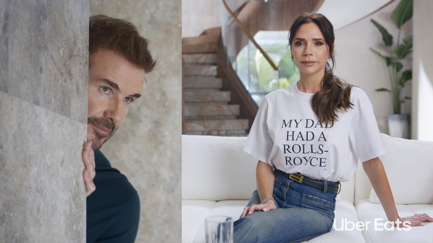 'Be honest': David and Victoria Beckham re-create viral moment for Uber Eats Super Bowl teaser