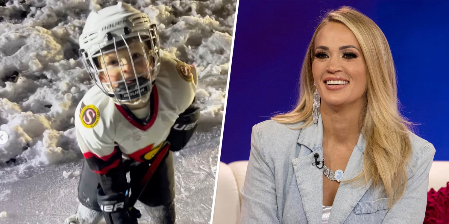 Carrie Underwood celebrates 5-year-old son's birthday with a hockey game on their pond