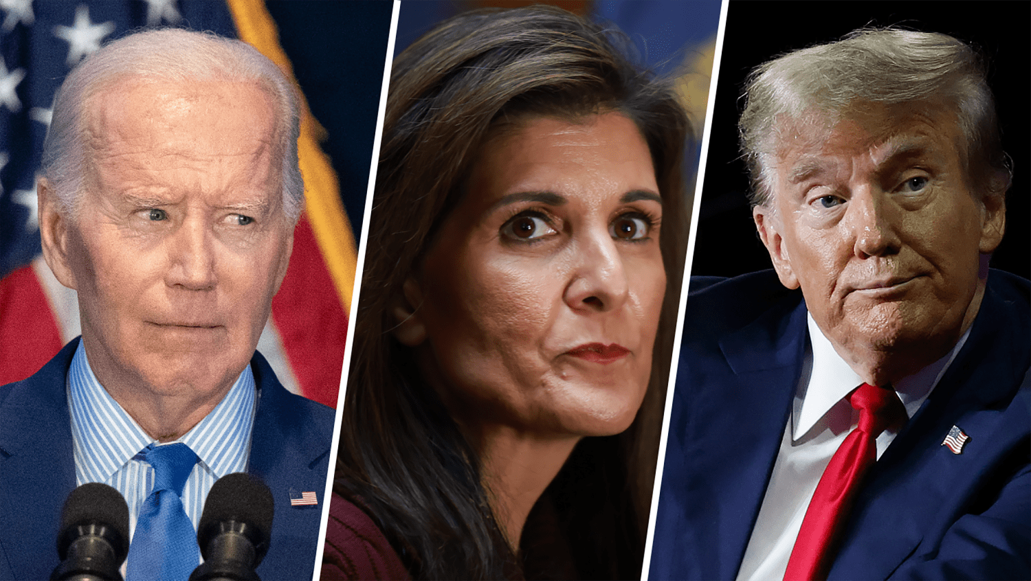 Joe Biden, Nikki Haley and Donald Trump