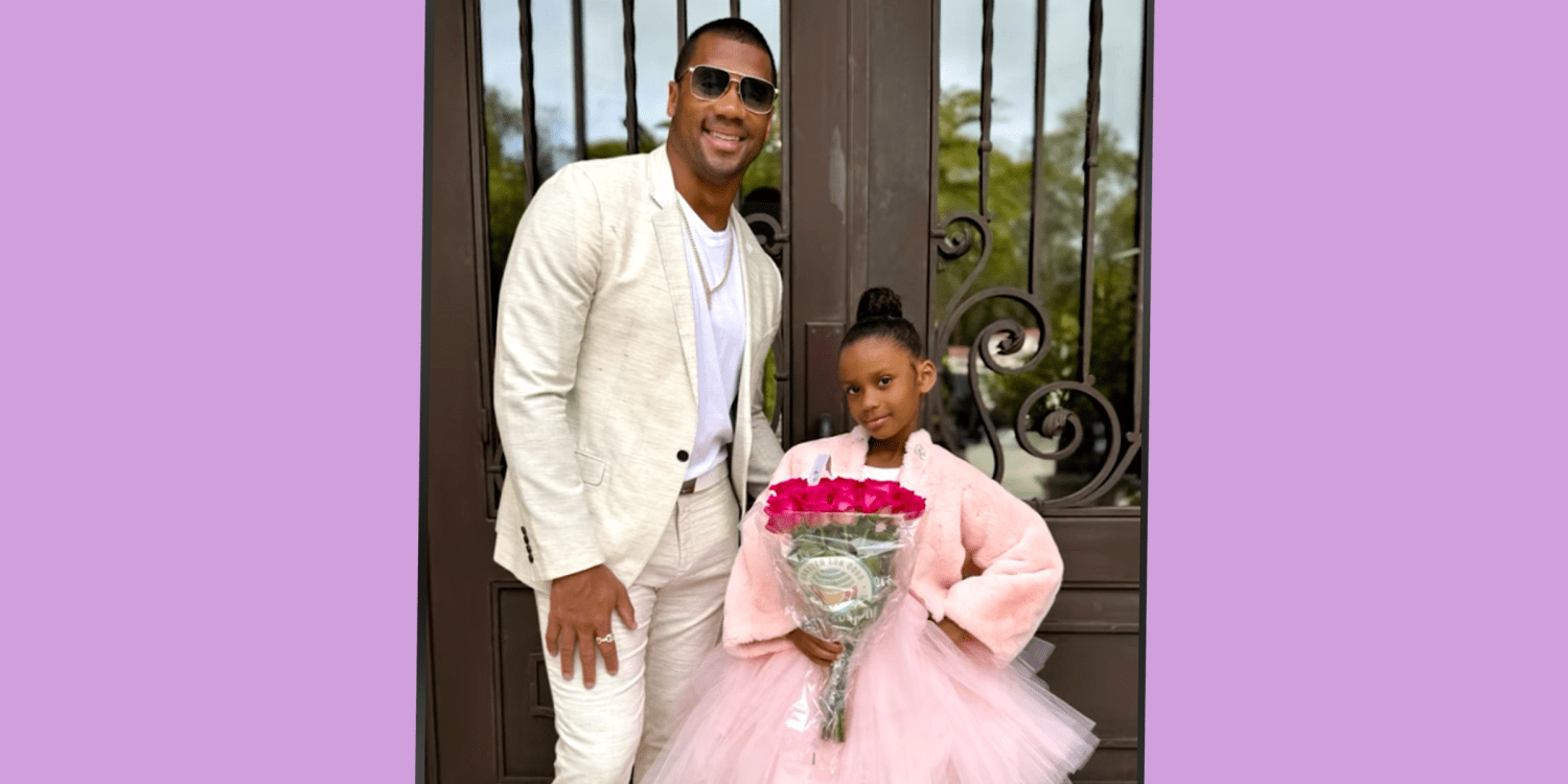 Russell Wilson accompanies 6-year-old Sienna to a daddy-daughter dance. See their adorable video