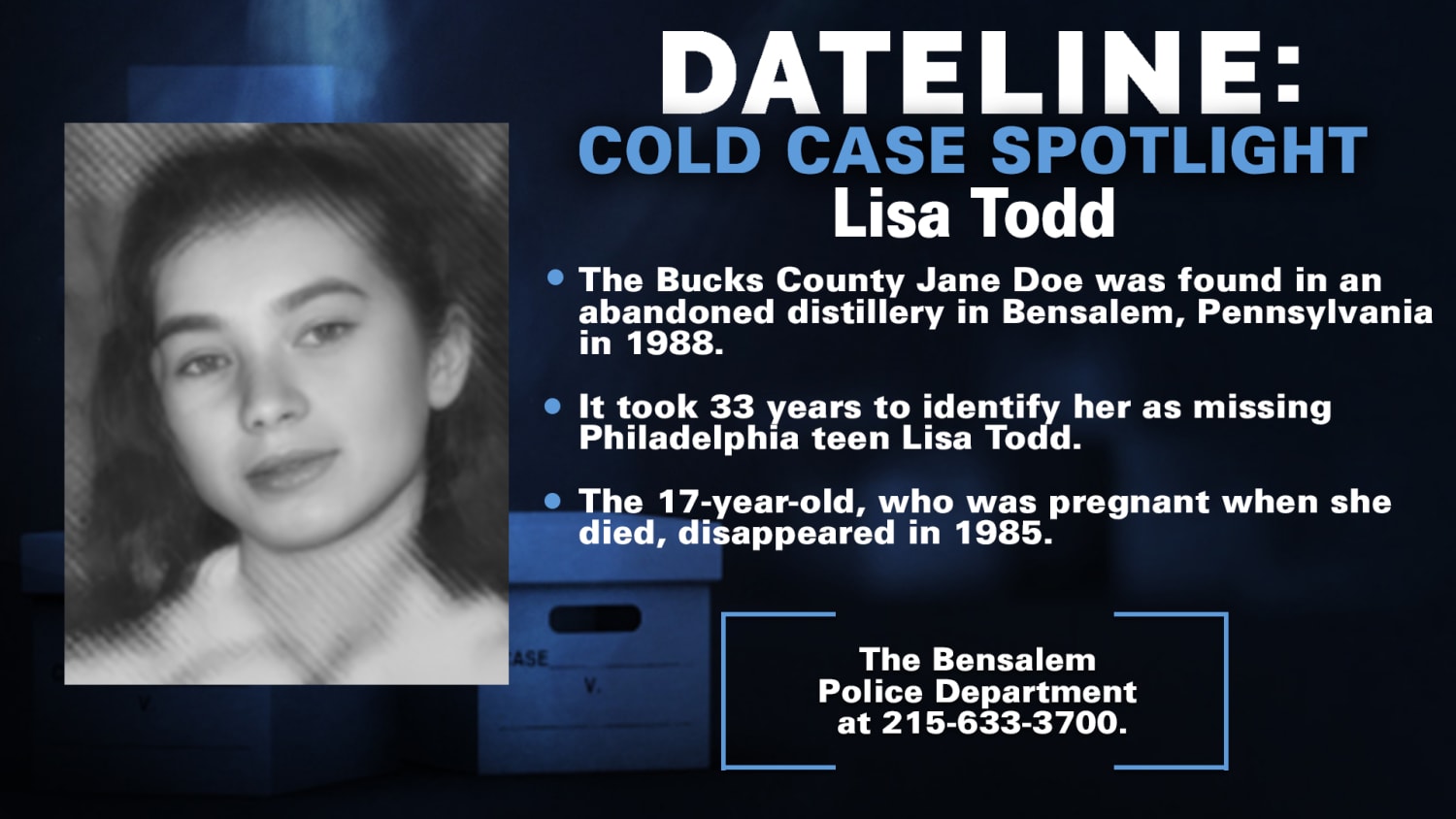 Identification of Bucks County Jane Doe brings closure to family, but  leaves one big question: What happened to Lisa Todd?