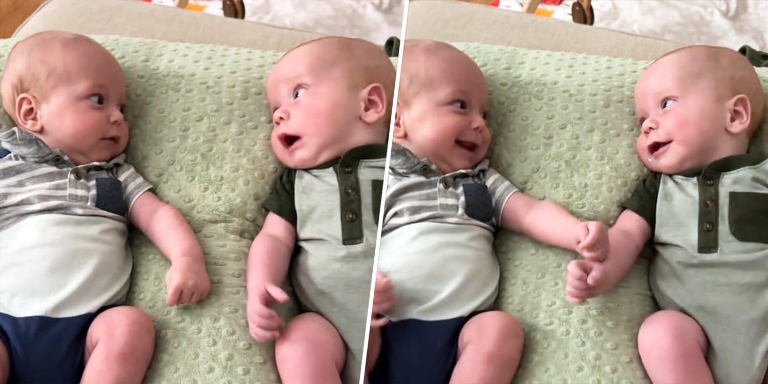 Watch these adorable twin babies meet each other for the first time