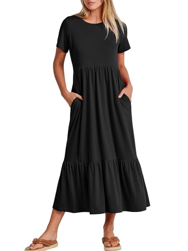 flowy teacher dresses Black Deep V Maxi Dress – Sustainable Tencel main image 1
